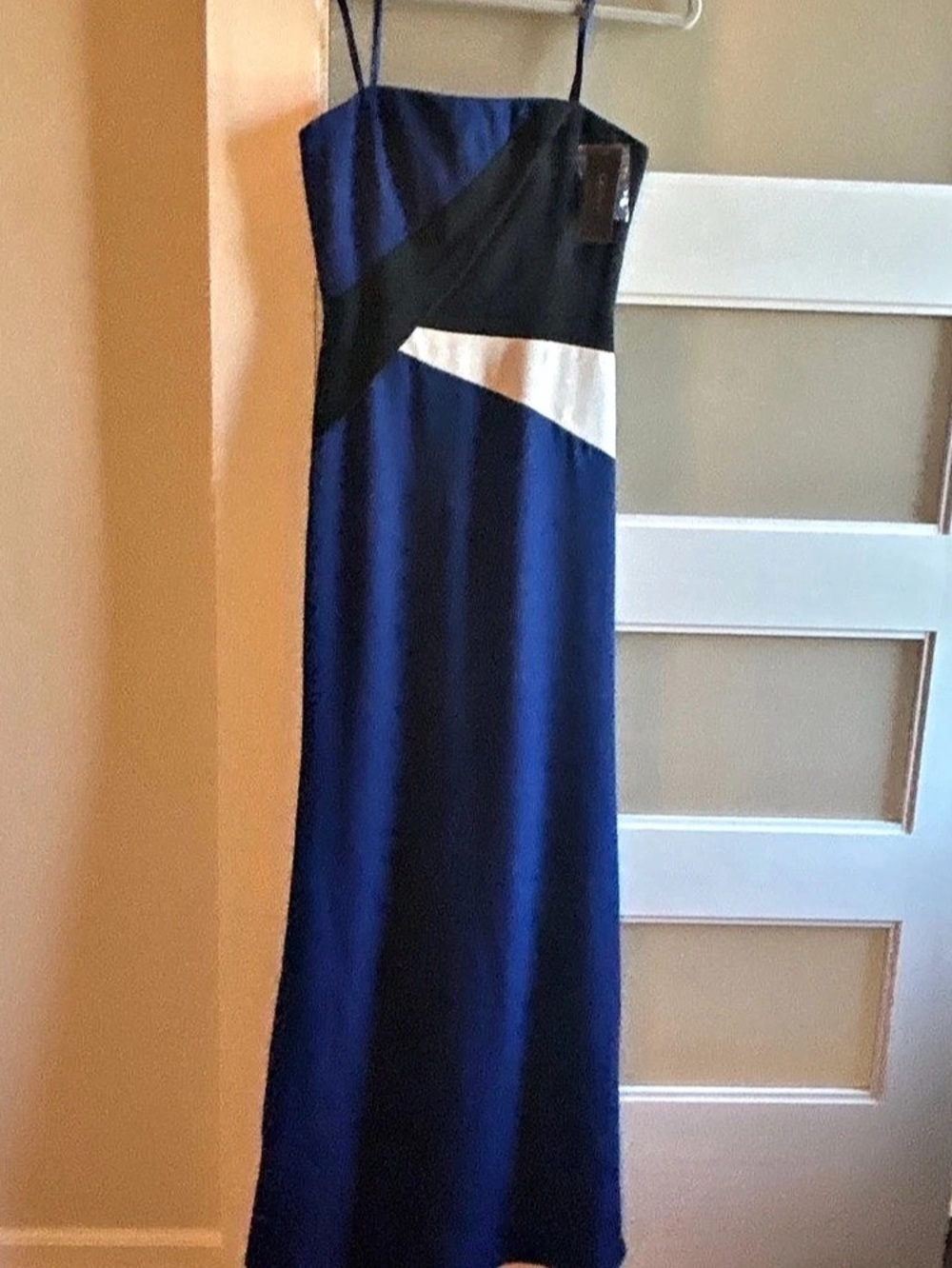 BCBGMAXAZRIA Geometric Maxi Dress Blue & Black Size 2
